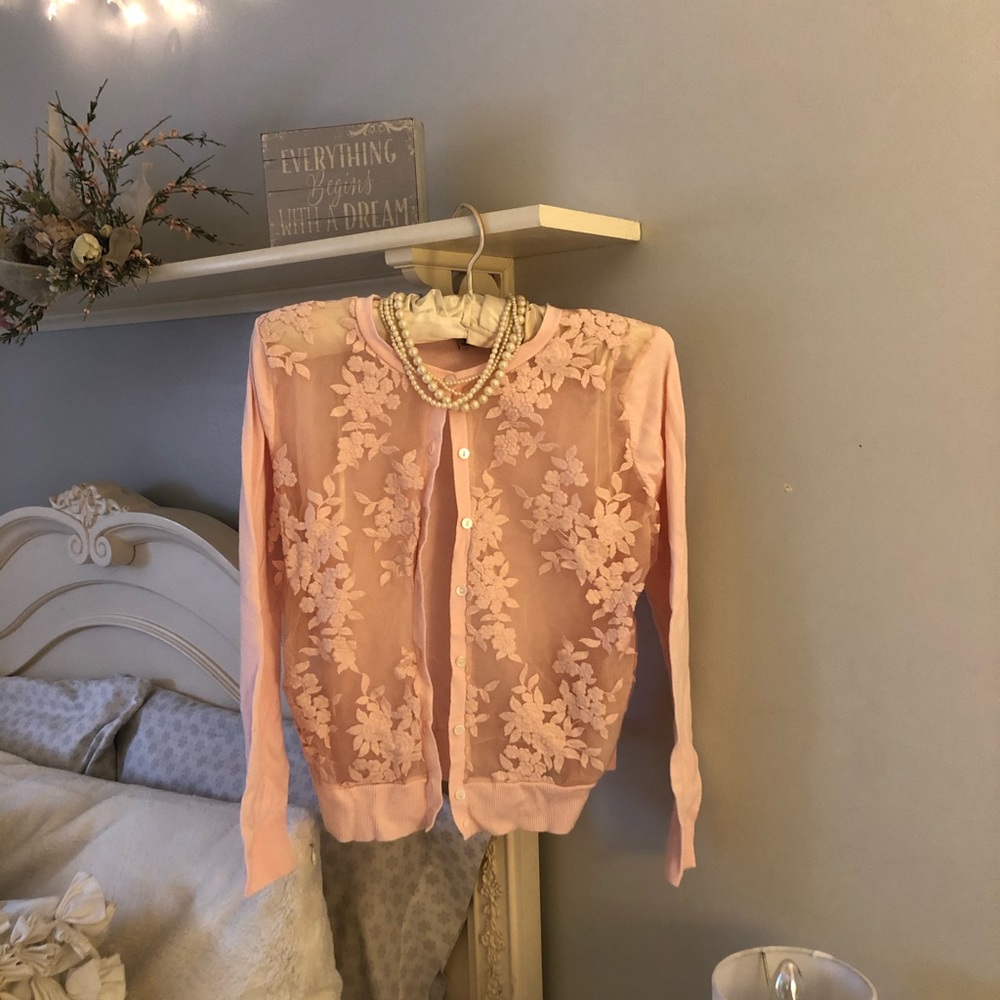Beautiful light pink lacy cardigan